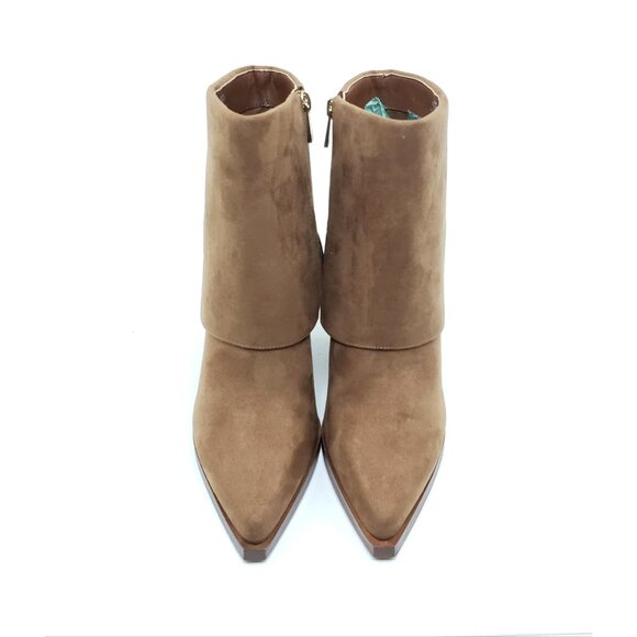 Jessica Simpson Lerra Pointed Toe Ankle Boots Tan Faux Suede Block Heel Size 8.5 - Picture 3 of 13